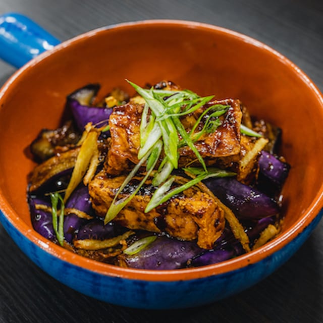 Sriracha Garlic Eggplant w/ Tofu.
